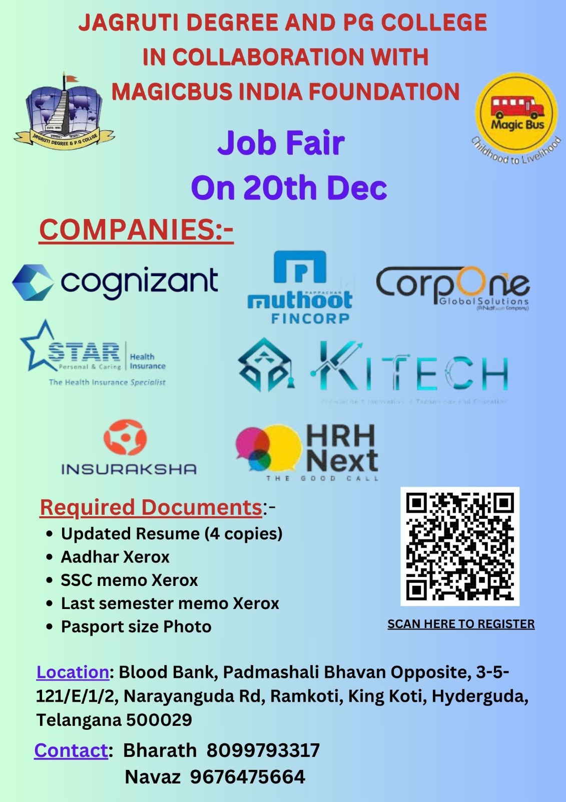 Jagruti Degree & PG College Job Fair best degree college