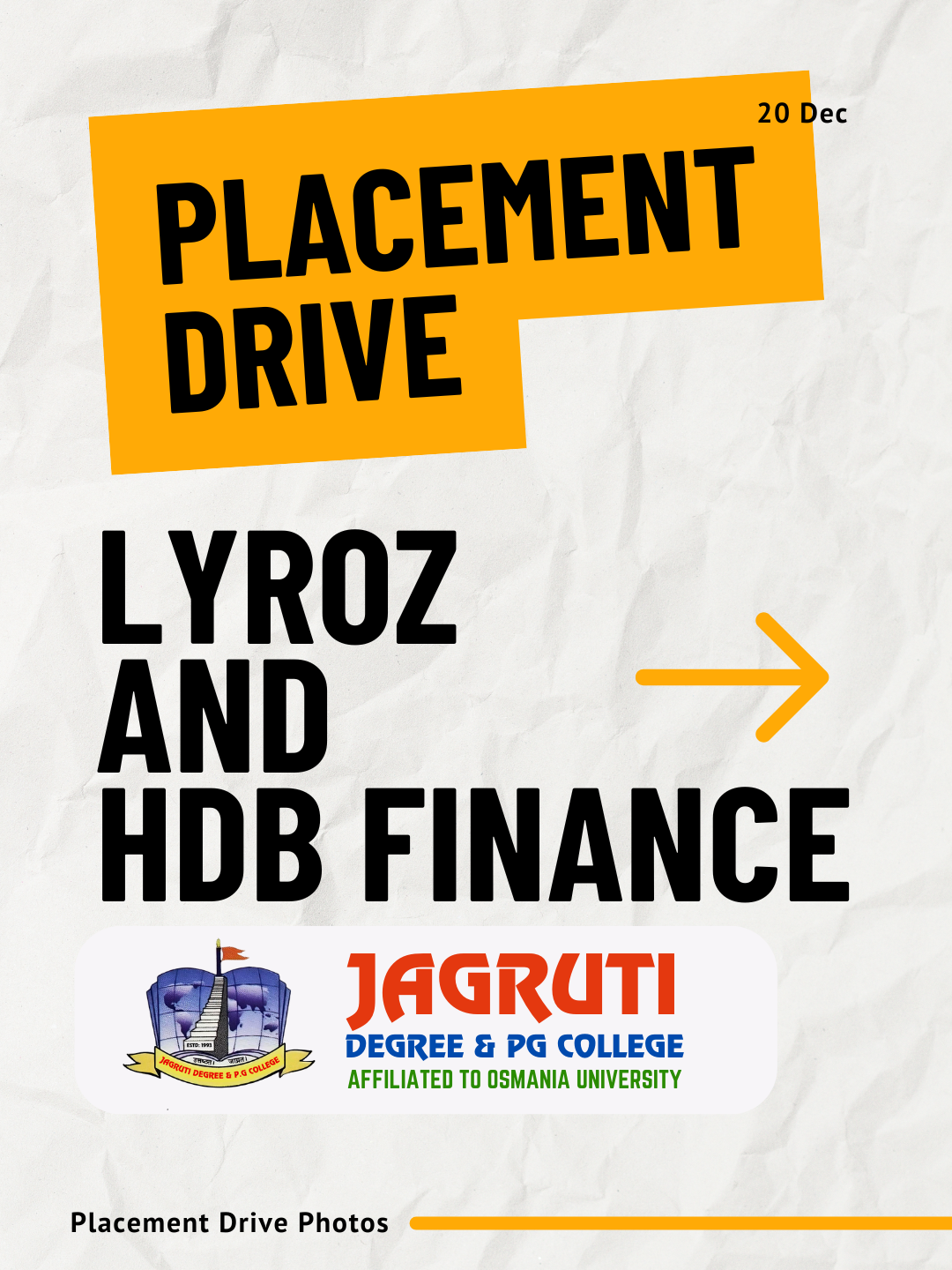 Jagruti Degree and PG College Placement Drive